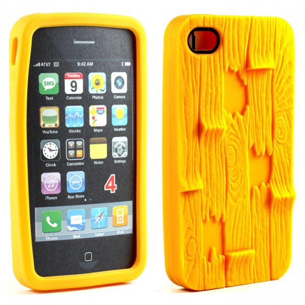Wholesale iPhone 4 4S 3D Plank Case (Yellow)